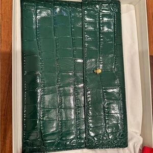 Alexander McQueen Dark Green Embossed Clutch